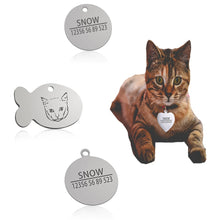 Load image into Gallery viewer, Free Engraving Cat id Tags Stainless Steel Personalized Dog Cat Collar Accessories Pet Necklace ID Name Tags Cat Collar id Tag
